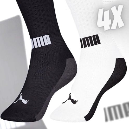 Kit 04 Pares de Meias Puma Cano Longo Esportiva Algodão Masculino Adulto
