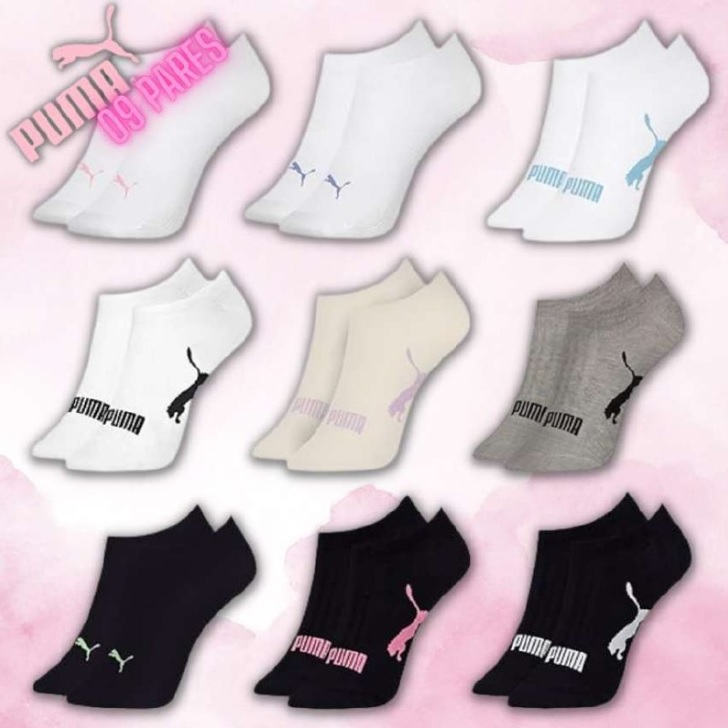 Kit 09 Pares Meias Puma Sapatilha Invisível Feminino Adulto