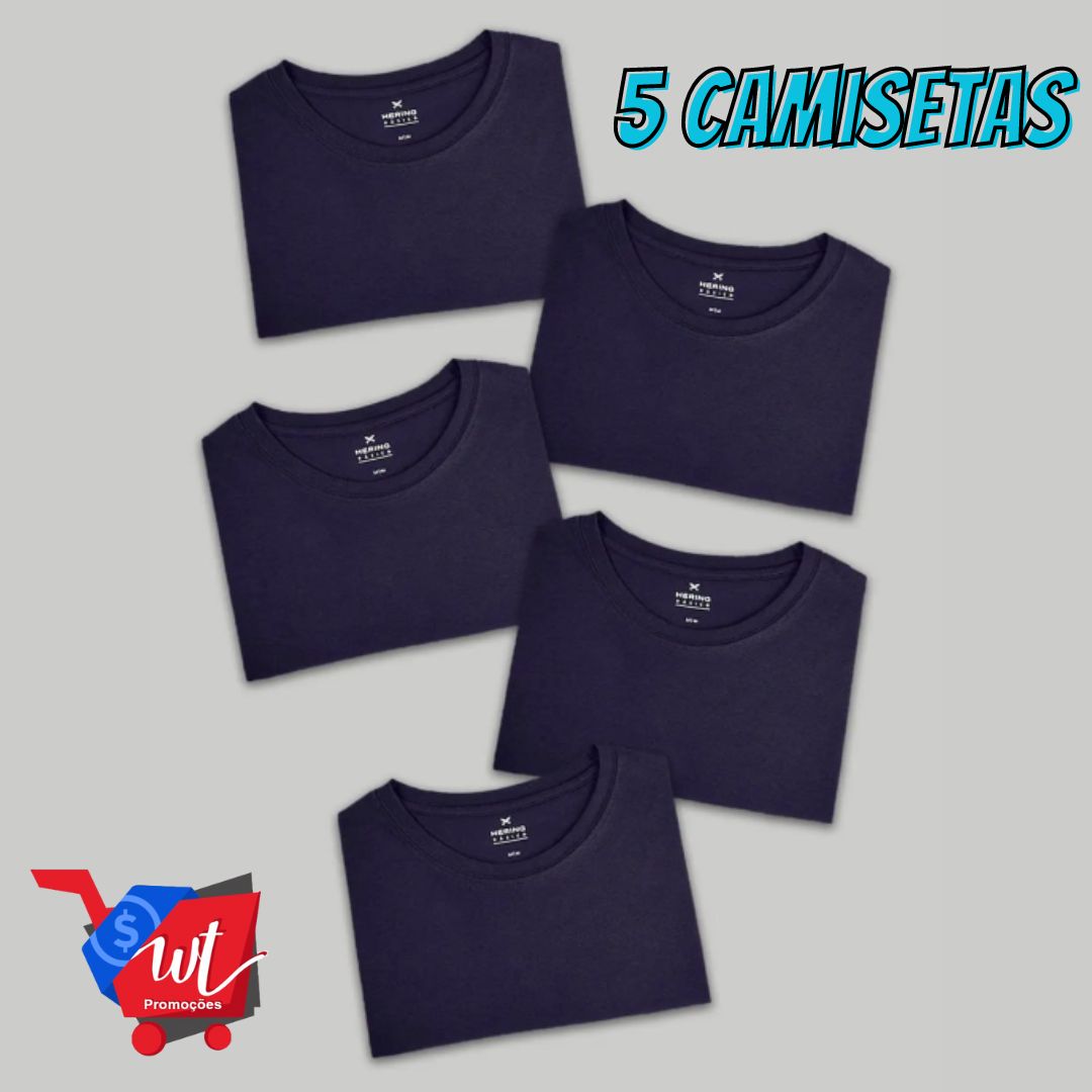 Kit 5 Camisetas Masculinas Básicas Slim – Hering