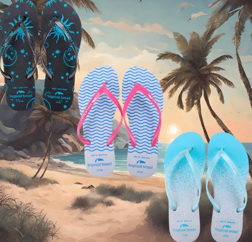 Kit Chinelo Tropical Brasil Slim Feminino 3 Pares