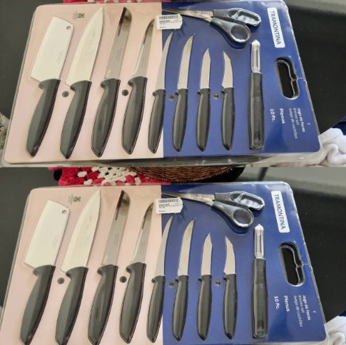 Kit Facas Plenus Lâminas Aço Inox 10 Peças Preto Tramontina
