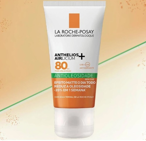 La Roche-Posay, Anthelios Airlicium, Protetor Solar Facial Antioleosidade, Controle e Redução da Oleosidade, FPS80, Textura Gel Creme, Toque Seco, 40g