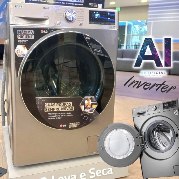 Lava e Seca Smart LG 11kg VC4 CV5011TS4 Motor – Inverter Inteligência Artificial AIDDTM