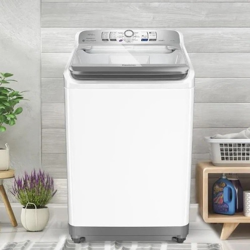 Lavadora de Roupas Panasonic NA-F120B1 – 12Kg Cesto Inox 8 Programas de Lavagem Branca