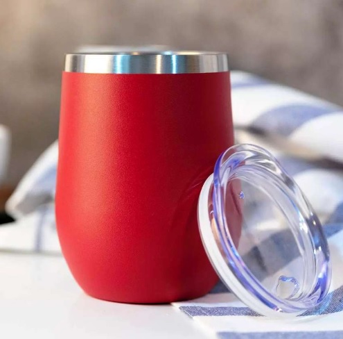 Mimo Style Copo Térmico de Aço Inoxidável Parede Dupla Vermelho 350ml Com Tampa de Polipropileno