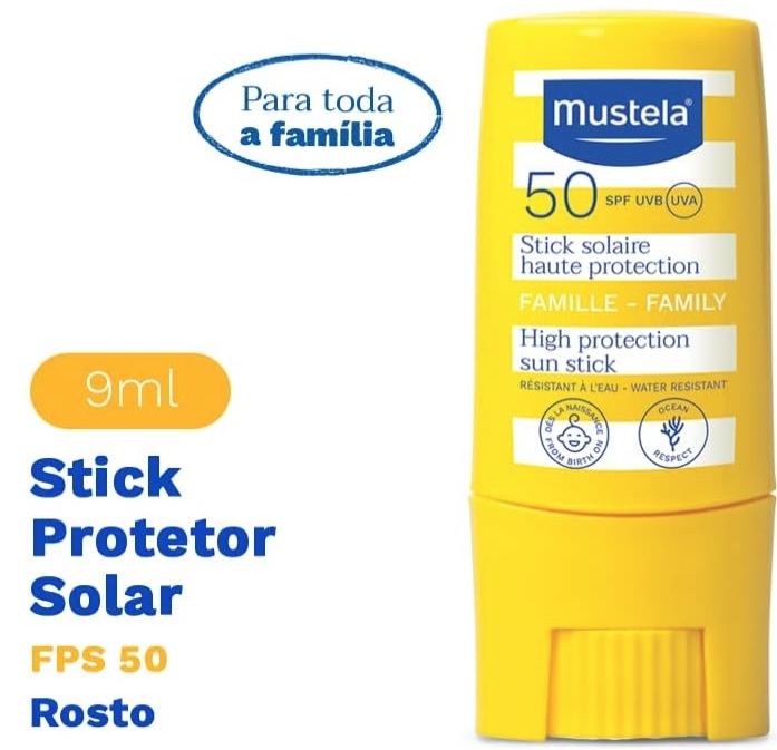 Mustela Protetor Solar Stick FPS 50 9ml – Filtro solar facial bastão