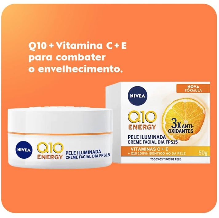 NIVEA Creme Facial Antissinais Q10 Energy Dia FPS 15 50g