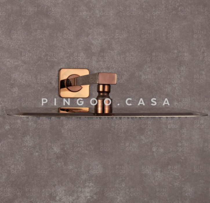 Pingoo.Casa, Ducha Chuveiro, Retangular, Aço Inox 304, 30X20Cm, São Luís, Dourado Rose