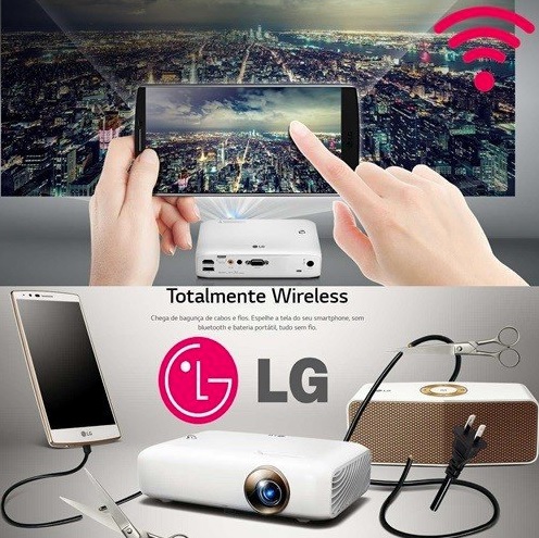 Projetor LG CineBeam TV, HD, 550 Lumens, HDMI, USB 2.1, Bluetooth, Branco – PH510P