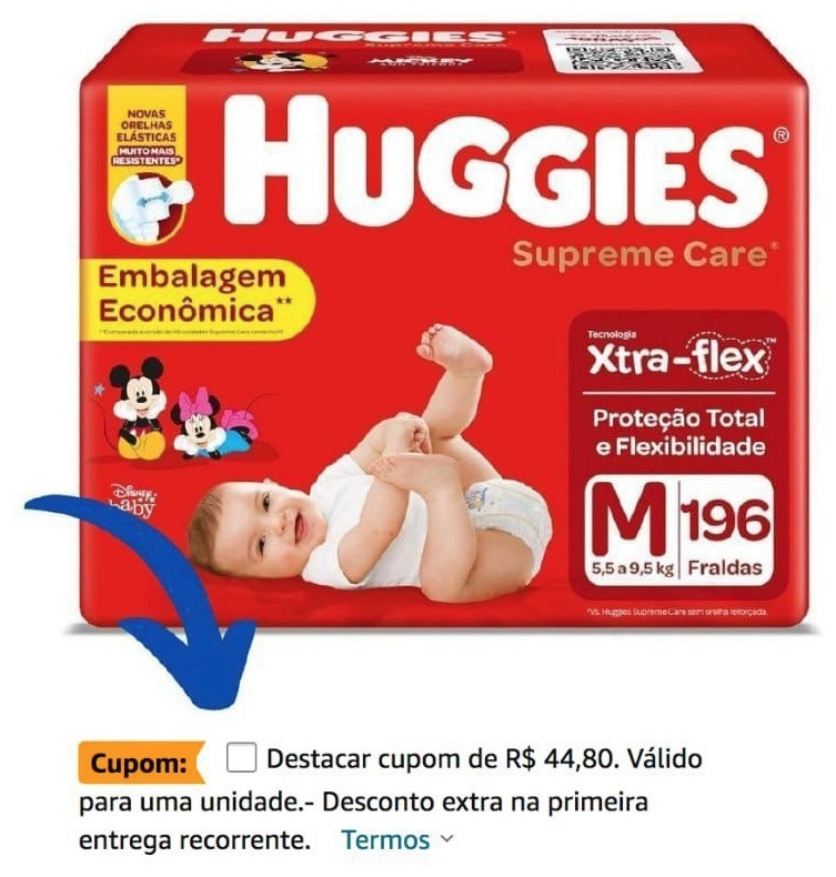 (Recorrência) HUGGIES Fralda Supreme Care M – 196 fraldas, Cor: Vermelho