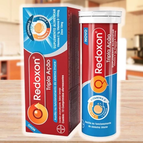Redoxon Tripla Ação com Vitamina C, D e Zinco, 10 comprimidos Efervescentes