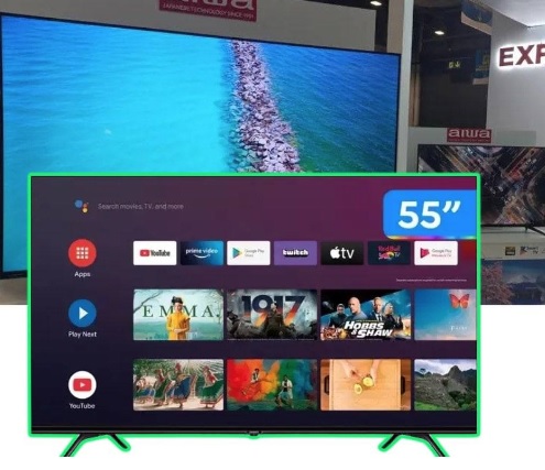 Smart TV 55” 4K Ultra HD D-LED Aiwa IPS Android – Wi-Fi Bluetooth Google Assistente 4 HDMI 2 USB