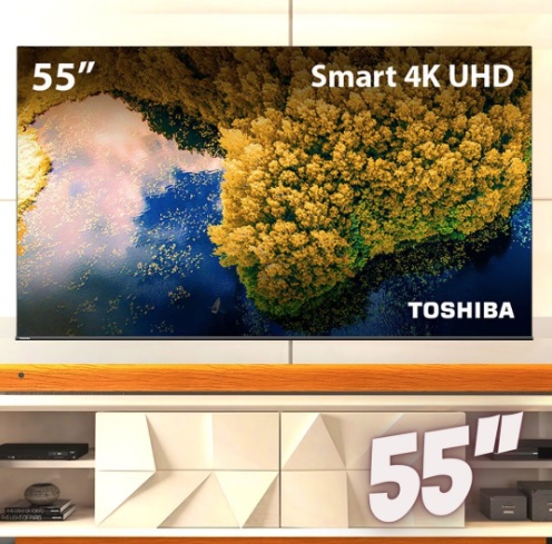 Smart TV Toshiba 55 DLED 4K 3 HDMI 2 USB Wi-Fi VIDAA Preto 55c350ls Tb011m