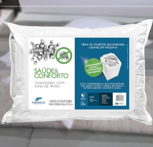 Travesseiro Saúde e Conforto Íons de prata , Anti bactericida , Fibra integralmente lavável ,P fronhas 50×70 cm