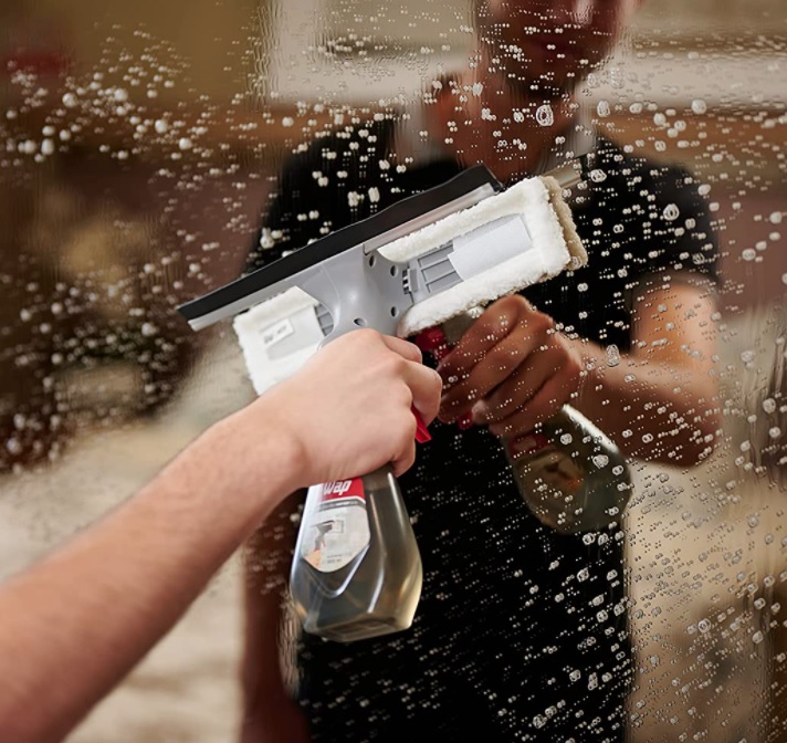 WAP Rodo Limpa Vidros 3 em 1 MOP Spray com Reservatório 300 ml Multiuso com Refil Pano de Microfibra