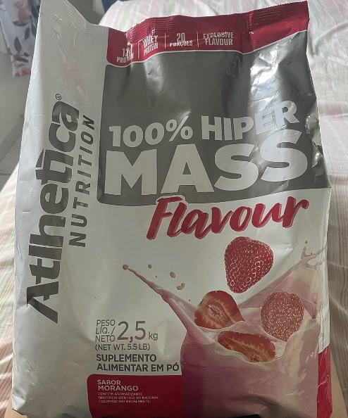 100% Hiper Mass Flavour 2,5Kg Morango, Atlhetica Nutrition