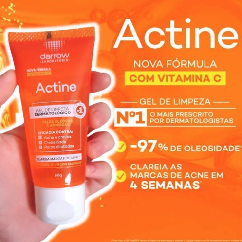 Actine Sabonete Líquido + Vit C, pele oleosa a acneira, Darrow – 60g, Laranja