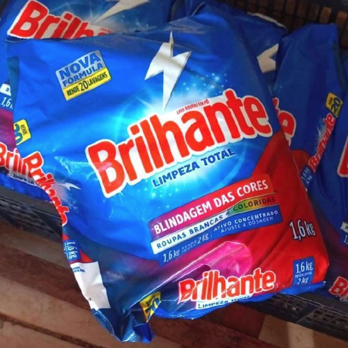 Lava-Roupas em Pó Roupas Brancas e Coloridas Ativo Concentrado Brilhante Limpeza Total Pacote 1,6kg