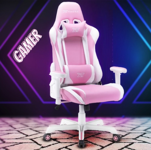 Cadeira Gamer XT Racer Reclinável Giratória – Rosa e Branco Wind Series