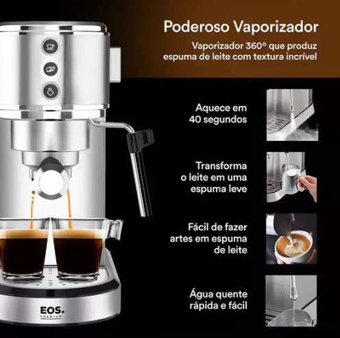 Cafeteira Expresso 3 em 1 Eos Ecf01ec Inox 220v