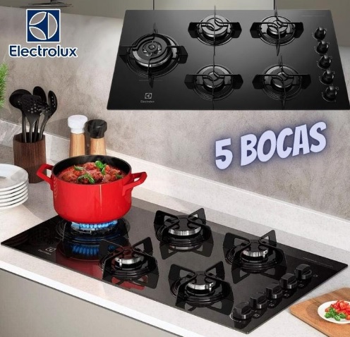 Cooktop a Gás 5 Bocas KE5TD com Queimador Tripla Chama Lateral Electrolux BIVOLT