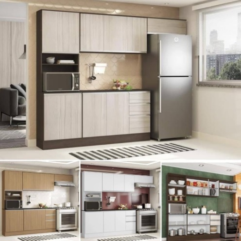 Cozinha Completa Poliman Móveis Paris – com Balcão Nicho para Forno ou Micro-ondas