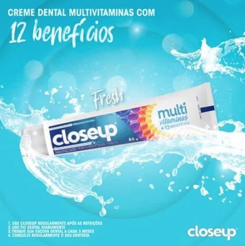 Creme Dental Closeup Multivitaminas +12 Benefícios Branqueador 85g