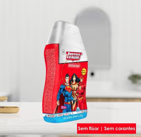 Creme Dental Infantil Heróis Liga da Justiça sem Flúor – Sabor Tutti Frutti 100G, Dentalclean
