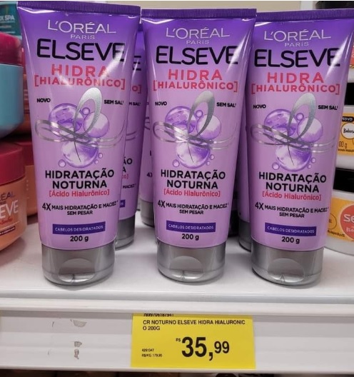 Creme Hidratação Noturna L’Oréal Paris Elseve Hidra Hialurônico, 200g