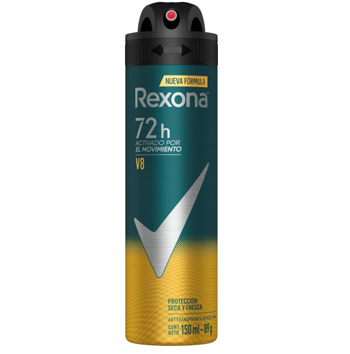 Desodorante Antitranspirante Aerosol Masculino Rexona V8 72 horas 150ml, Rexona, Branco (A embalagem pode variar)
