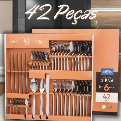 Faqueiro Siena Aço Inox Compacto 42 Peças 5109/120 Brinox
