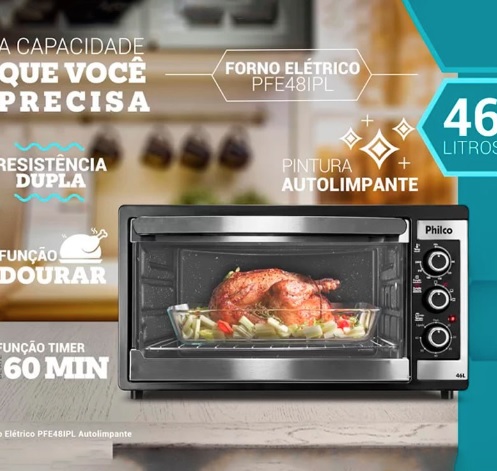 Forno de Bancada Elétrico Preto PFE48IPL 46L Philco 127V