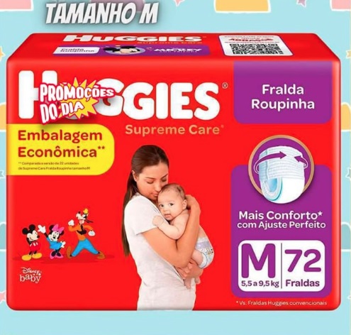 Fralda Huggies Supreme Care Roupinha M – 72 fraldas