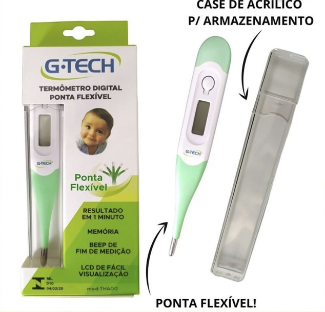 G-Tech Termômetro Digital de Ponta Flexível – Alimentado por pilha/bateria