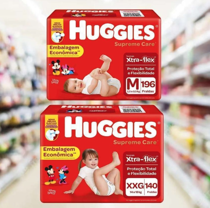 HUGGIES Fralda Supreme Care M – 196 fraldas, Cor: Vermelho