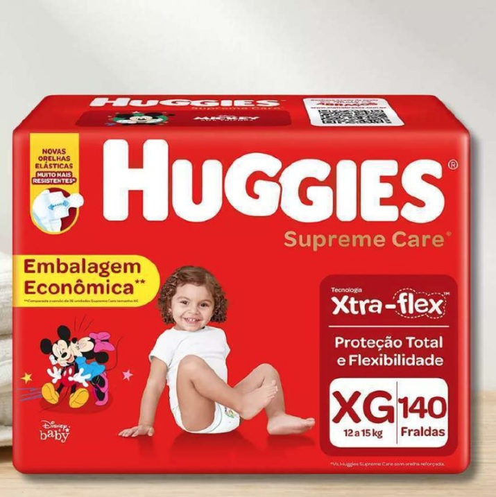 HUGGIES Fralda Supreme Care XG – 140 fraldas, Cor: Vermelho
