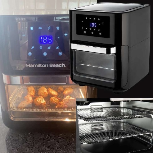 Hamilton Beach Fritadeira Air Fryer Oven 12L 8 receitas pré-sugeridas desligamento automático 1700W ASWE-002