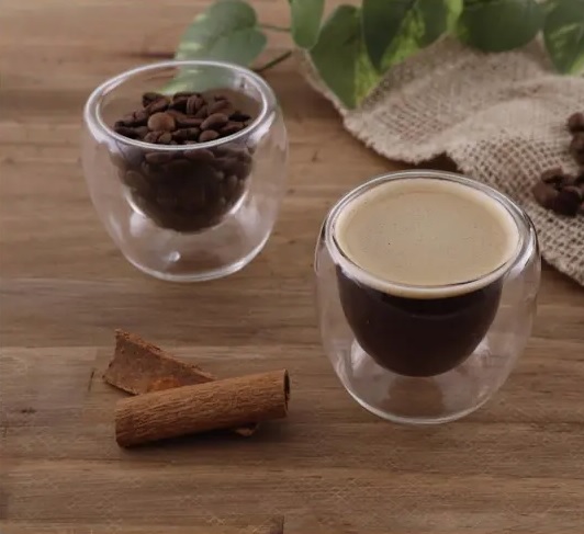 Jogo de Copos de Vidro de Café 80ml 4 Peças Nell Parede Dupla