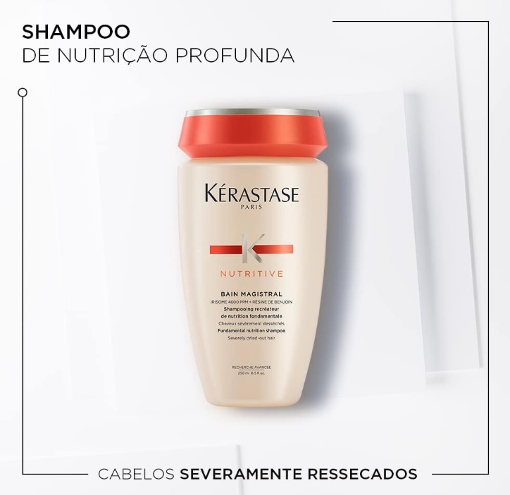 Kérastase Shampoo Nutritive Bain Magistral, Cabelos ressecados, Nutrição, Complexo Irisome, Resina de Benjoim, Ceramidas, 250 ml