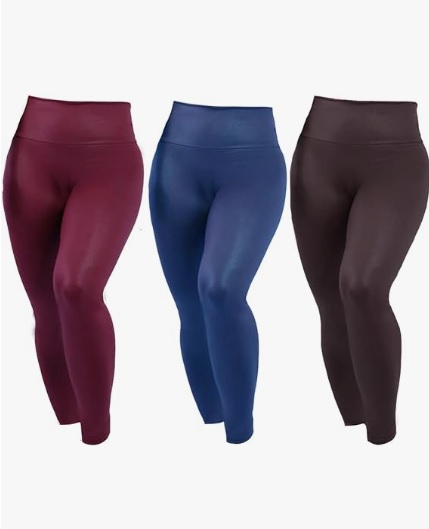 Kit 3 Legging Cirre Cintura Alta Brilho Molhado Imita Couro Lycra