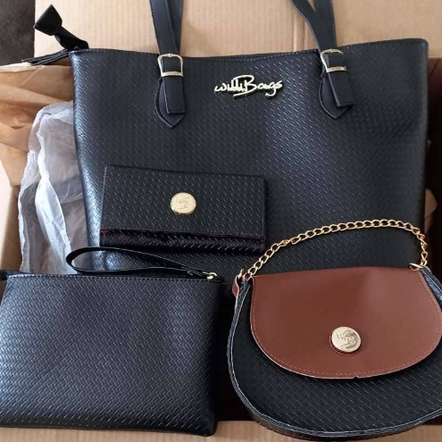 Kit 4 Peças 3Bolsas Bag Feminina Carteira Tendência Willibags