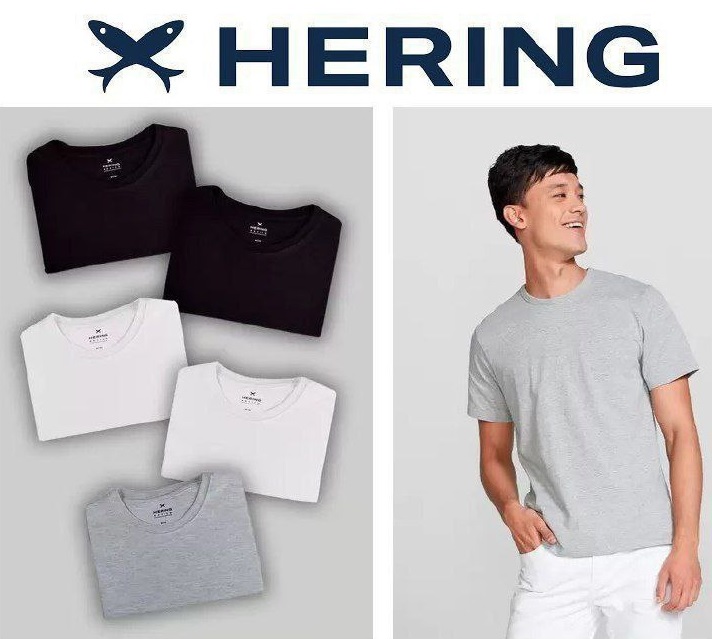 Kit Com 5 Camisetas Masculinas Básicas Hering