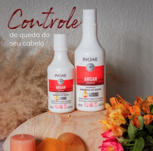Kit Inoar Shampoo 500ml + Condicionador 250ml Argan Controle de Queda