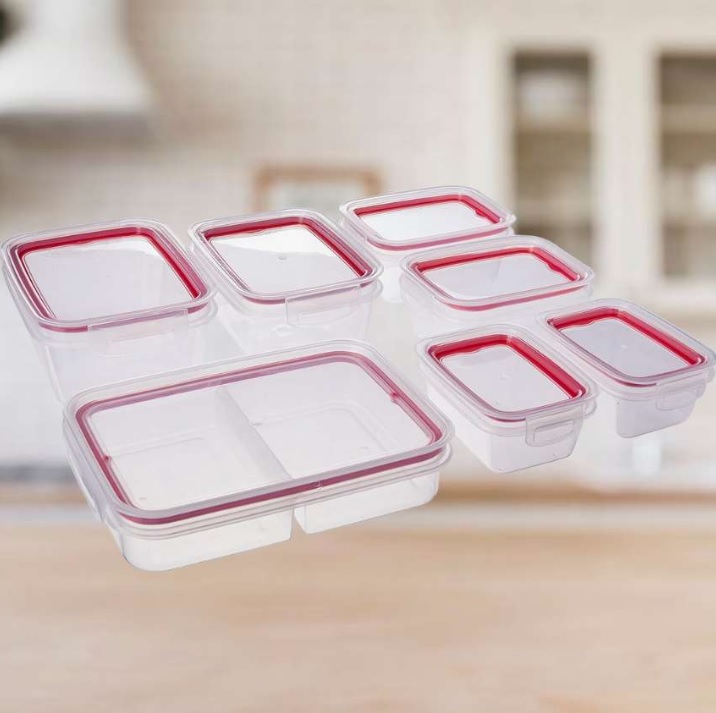 Kit Potes de Plástico Herméticos com Travas, 07 unidades, Plasútil