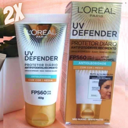 Kit Protetor Solar Facial L’Oréal Paris UV Defender Antioleosidade FPS60, 40G