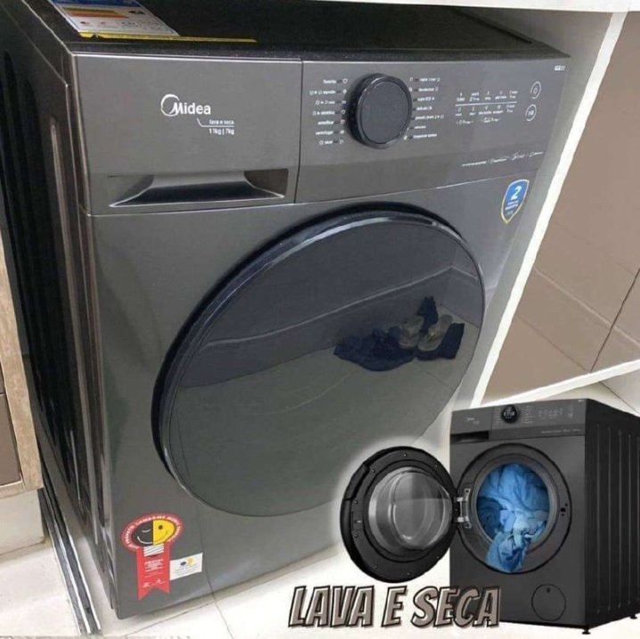 Lava e seca automática Midea Storm Wash LSE11 inverter preta 11kg 220 V