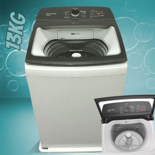 Lavadora de Roupas Brastemp 13kg Cesto Inox – 12 Programas de Lavagem Branca BWK13