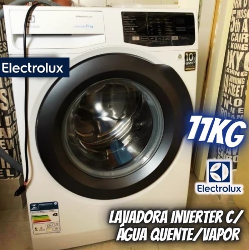 Máquina de Lavar Frontal 11kg Electrolux Premium Care Inverter com Água Quente/Vapor (LFE11)
