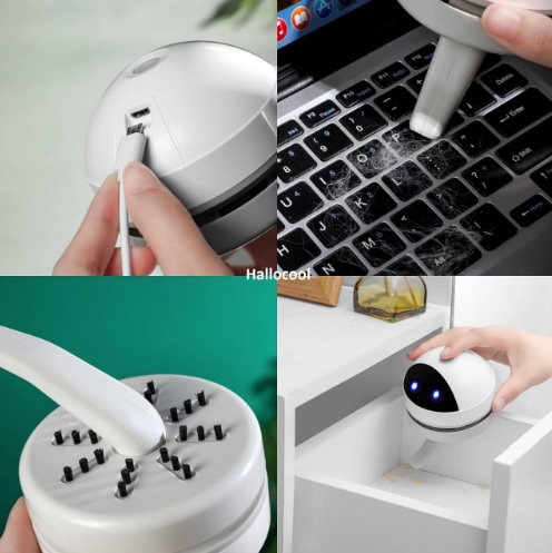 Mini Aspirador De Pó De Mesa Limpador De Teclado Usb,Sem fio e com design giratório de 360º