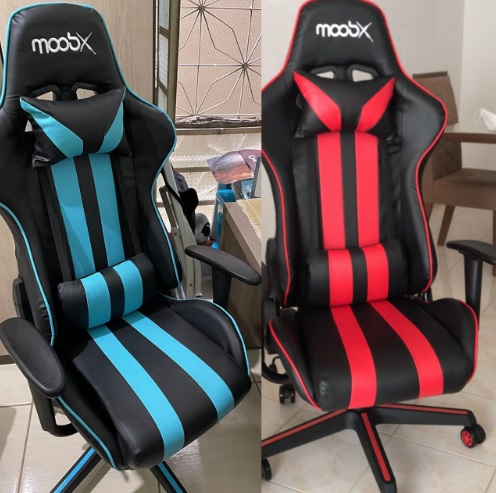 Moob Cadeira Gamer Reclinável Nitro Com Almofadas para Lombar e Pescoço Preto/Azul